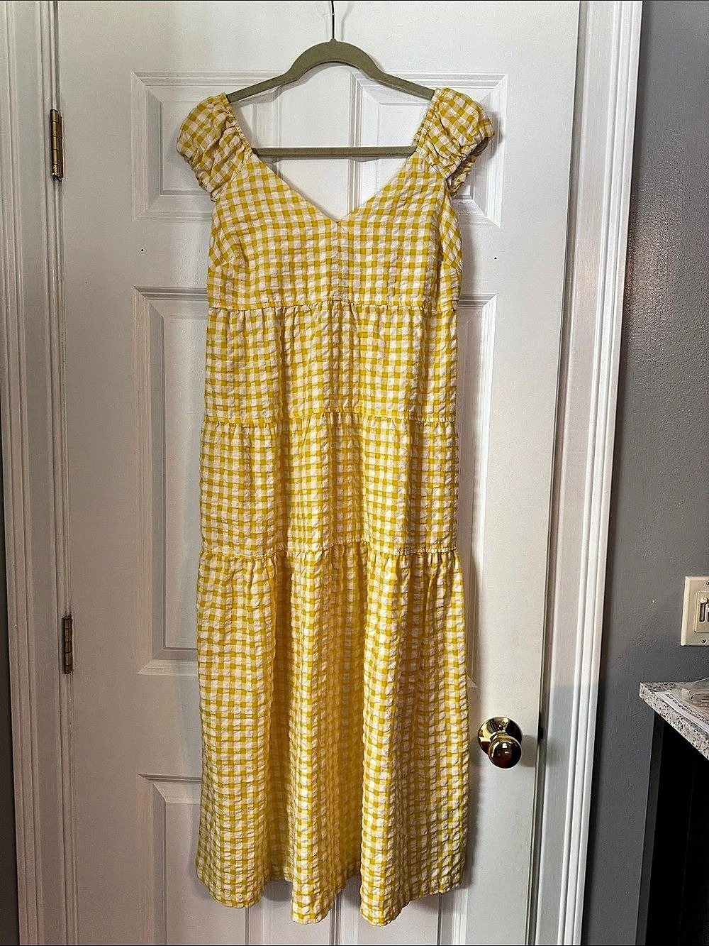 Old Navy Fit & Flare Tiered Seersucker All-Day Maxi Dress